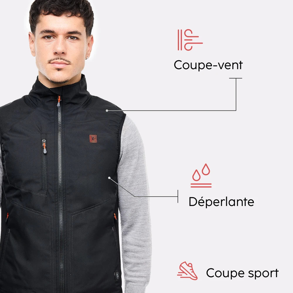 Gilet sportivo riscaldato da uomo con batteria eco-compatibile