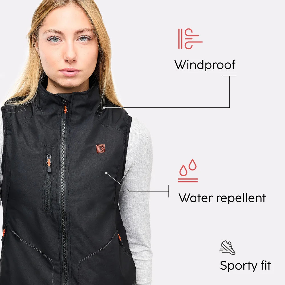 Gilet sportivo riscaldato da donna con batteria eco-compatibile