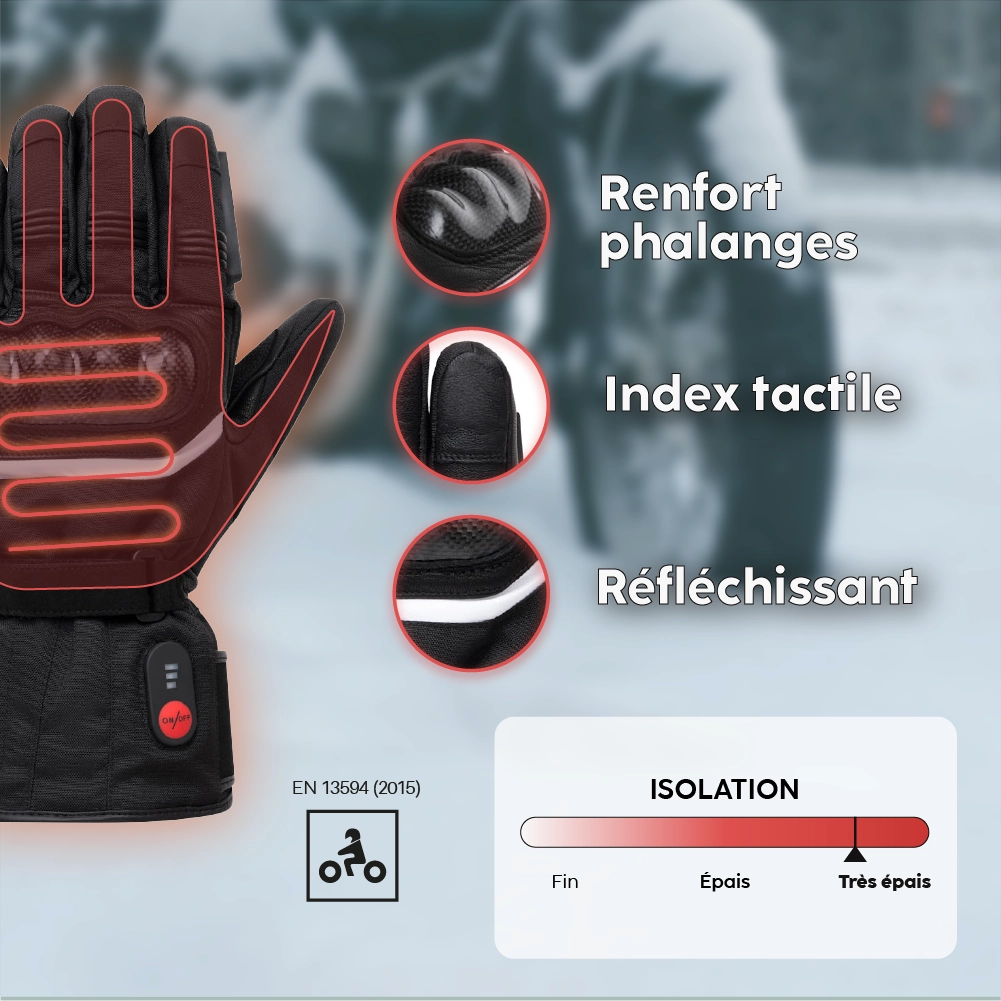 Gants chauffants moto atouts produit