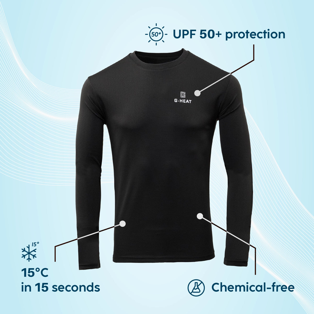 T-shirt da uomo a maniche lunghe anti-UV per il raffreddamento