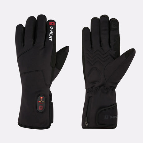 Gants vélo ACTIVE chauffant G-Heat noir de face et de dos