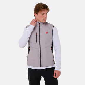 Gilet chauffant sport Homme gris porté