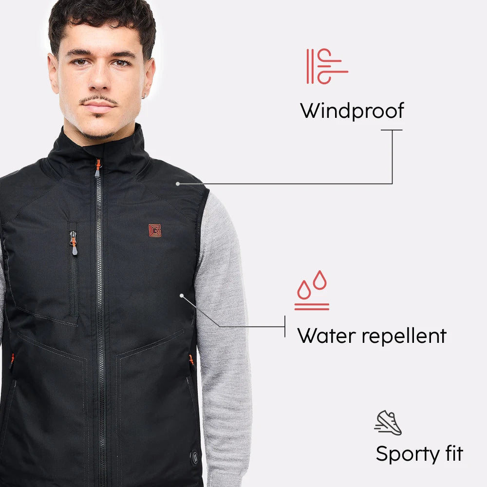 Gilet sportivo riscaldato da uomo con batteria eco-compatibile