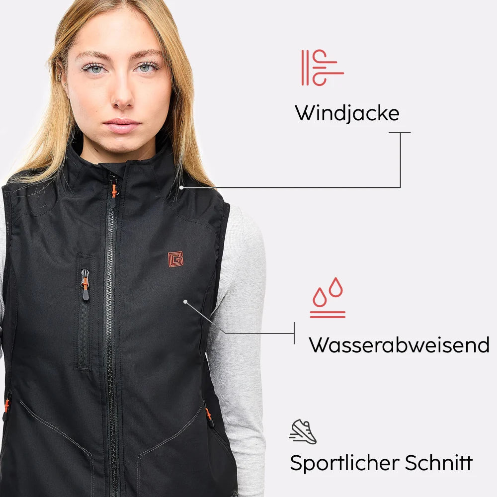 Gilet sportivo riscaldato da donna con batteria eco-compatibile