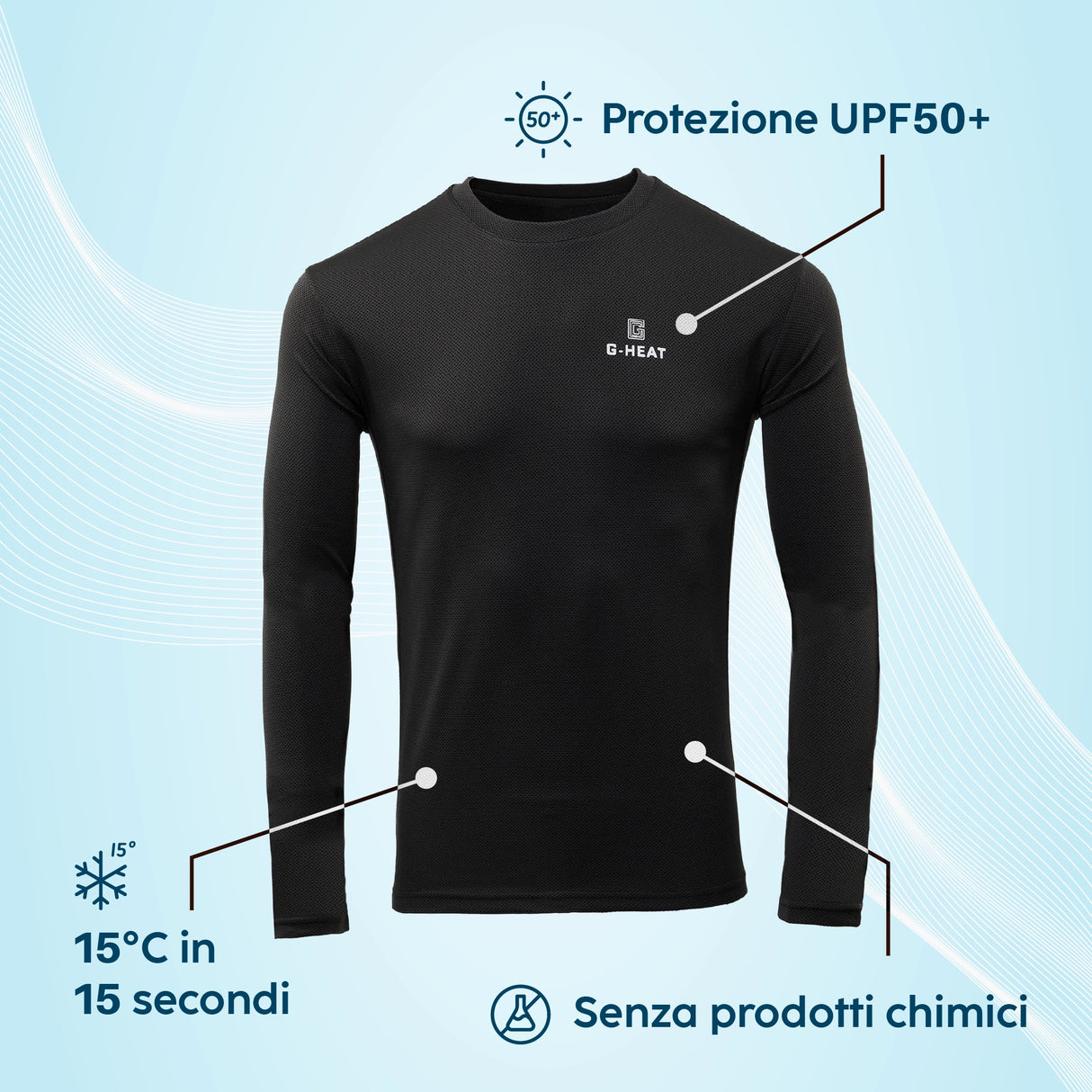 T-shirt da uomo a maniche lunghe anti-UV per il raffreddamento